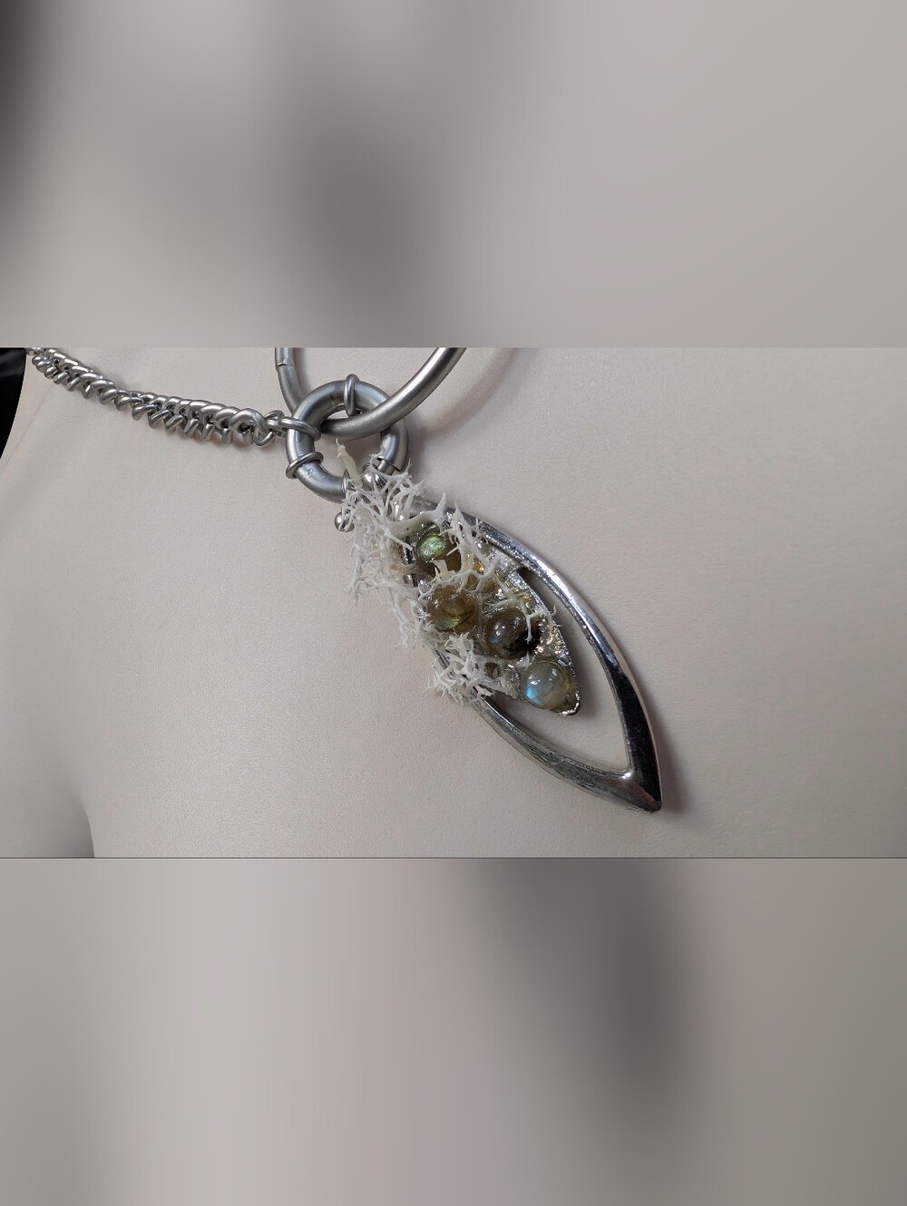 Labradorite Cabochon Crystal Necklace Accessory